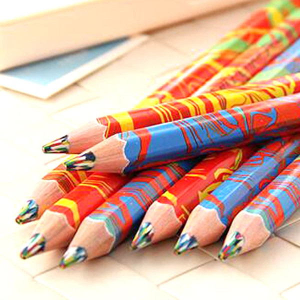 Free Shipping 20pcs/lot Mixed Colors Rainbow Pencil Art Drawing Pencils Writing Sketches Children Graffiti Pen School Supplies