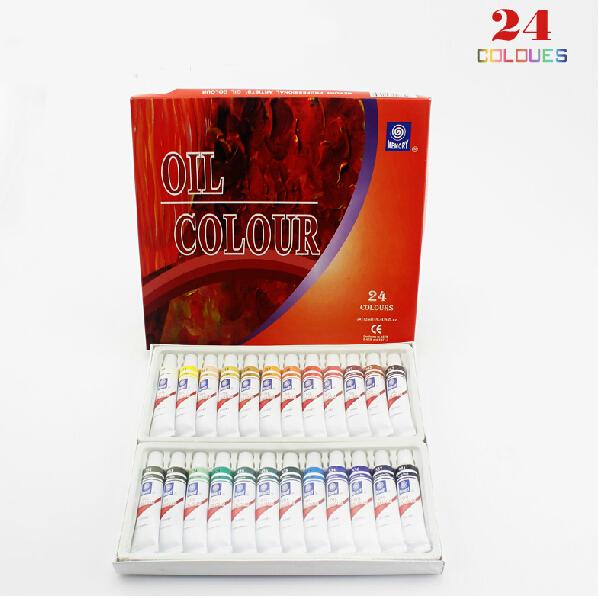 Wholesale-1 Set/ 24 colors Professional Oil Colour Paint Non-toxic Eco Friendly Tube Art Painting Pigment Drawing Tool For Artists 12 ml