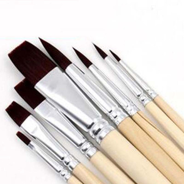 Durable 8Pcs/Set Nylon Hair Artist Watercolour Acrylic Oil Painting Paint Brush Set Supply Painting Brush Wood Handle