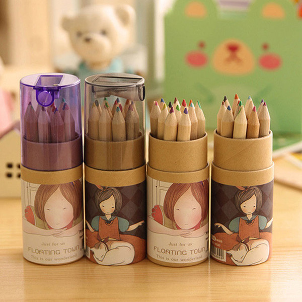 12pcs/lot Wooden Colored Pencil 2B Wood Colorful Painting Pens for Drawing Stationary Tool with Retail Box Package