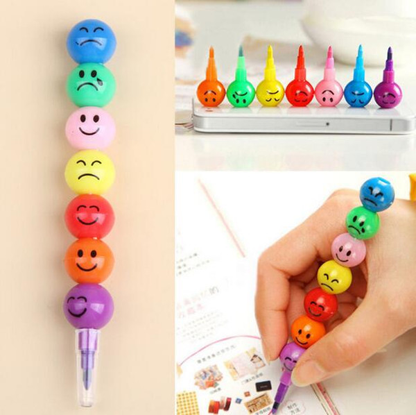 Creative Sugar-Coated Haw Cartoon Smiley Graffiti Pen 7 Colors Crayon Wax Pencil G643