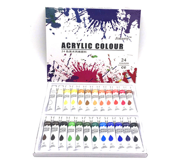 Acrylic Paints set wall painting color Art Painting fabric Drawing set (no paint brush palette ) 24Colors 12ML /Tube