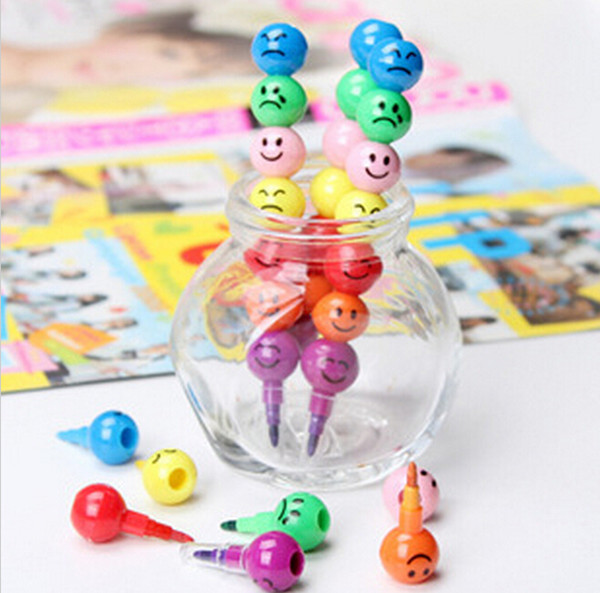 New Pen Stationery 7 Colors Crayons Creative Sugar-Coated Haws Cartoon Smiley Graffiti Best Selling Free Shipping