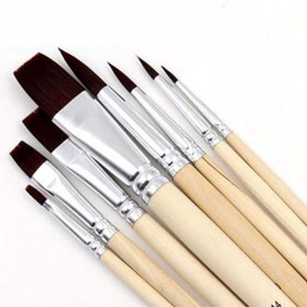 Durable 8Pcs/Set Nylon Hair Artist Watercolour Acrylic Oil Painting Paint Brush Set Supply Painting Brush Wood Handle