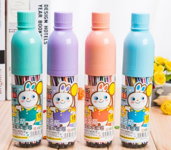 new wholesale 12 piece creative plastic bottle washable watercolor pen 12 color cask color painting pen