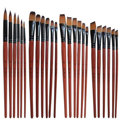 6Pcs Nylon Hair Wooden Handle Different Size Watercolor Acrylic Oil Paint Brush Set For Drawing Painting Art Supplies