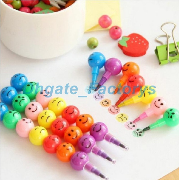 Wholesale Free shipping Stationery Colorful Watercolor Brush Smiley Cartoon Smile Pens Pencil Marker Children Gourd Toys Gifts 7 Colors Pen