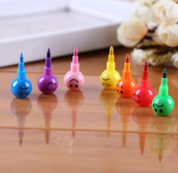 500pcs 7 colors Stationery Colorful WaterColor Brush Smiley Cartoon Pens Pencil Markers Children's Toys Gifts Watercolor pen SN2113