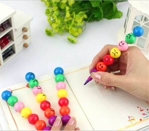 100pcs 7 colors Stationery Colorful WaterColor Brush Smiley Cartoon Pens Pencil Markers Children's Toys Gifts Watercolor pen G039