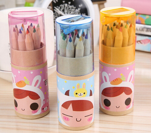 4 Barrels/48pcs Colored Pencils Drawing Painting Writing Sketching W/ Sharpener School Office Supplies Free Shipping Papelaria