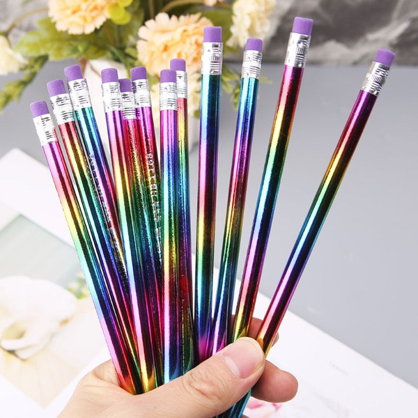 Rainbow Pencil Wood Environmental Protection Bright Color HB Drawing Painting Pencils School Office Writing Pen 24Pcs