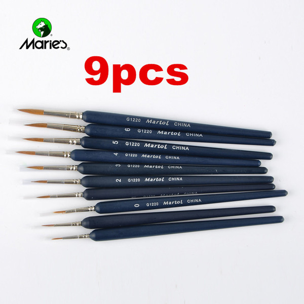 Wholesale-Marie's Weasel Liner Brushes Detail Round Paintbrush 9PCS/Set Art Supplies