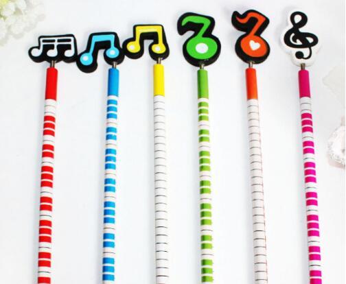 Hotest With Highest Quaity Free Shipping Wholesale Supply Popular Handmade Wooden Pencil Music Symbol 6 Styles 240pcs/lot Pencil PC010