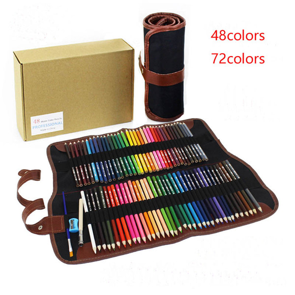 Pencil+Pencil Case Safe Non-toxic Water Soluble Colored Pencils Set Art Painting Graffiti Kid Stationery 48/72 colours available