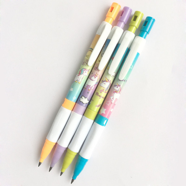 Cute Unicorn Automatic Mechanical Pencil Students 2.0mm Pencil With Pencil Sharpener School Supply Cartoon Unicorn Pencils DH1070 T03