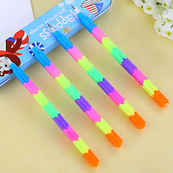 12Pcs/Set Mini Wooden Lead Pencils Colorful Rainbow Pens HB 8 Sections Removable Writing Pencil for Kid School Office Stationery