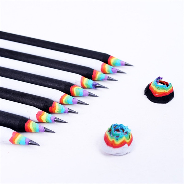 2B Rainbow Pencils Creative Children Wood Pencil Student Stationery Office Supplies Black White New Arrive 1 8ng C