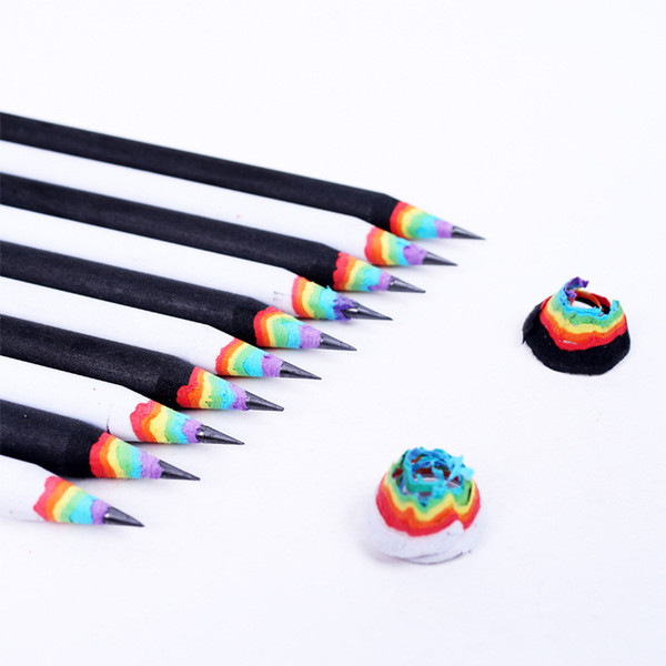 2B Rainbow Pencils Creative Children Wood Pencil Student Stationery Office Supplies Black White Pencils T1I369 500pcs