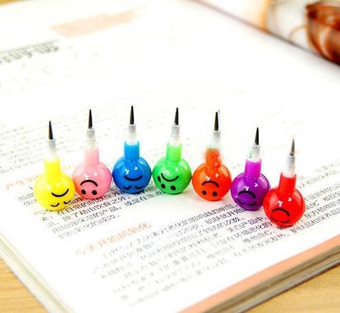 Retail New Cute Colorful Crayon Face Expression Pencil Crayon Pen Christmas Children Educational Toys Baby Learning Toys