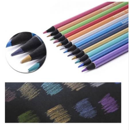 12pcs Metallic Pencil Set --Artist 0.3MM Decor Pencil Colored for DIY Photo Ablum,Card Making,Black Paper,Drawing, Coloring Book