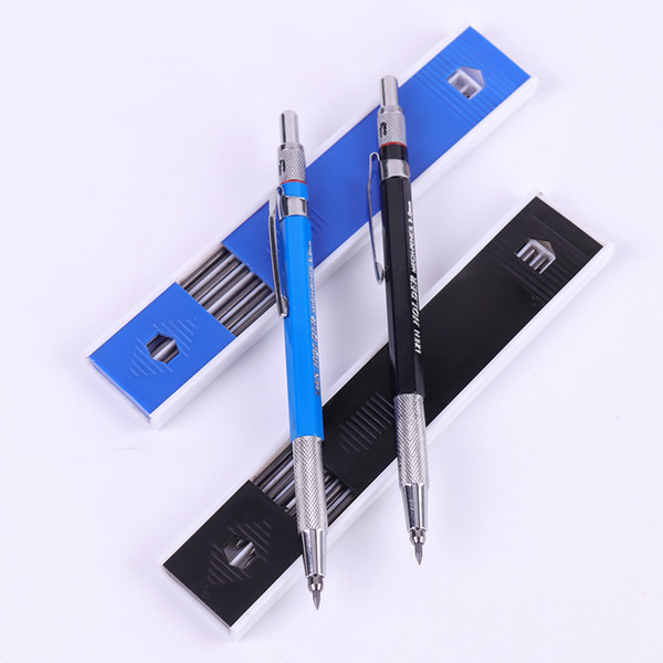 1PC Metal Mechanical Pencil With 12 Leads Holder Art Sketch Drawing Set Lead School Office Supplies