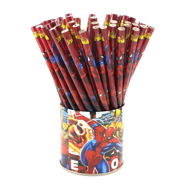 Spiderman Wooden Students Pencil Stationery Kids School Supplies Cartoon Pencil Office Writing Supplies Christmas Gifts 60pcs=1lot