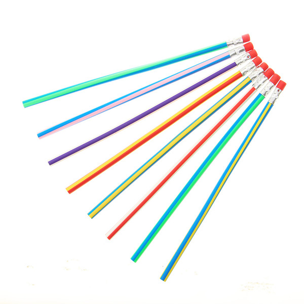 5PCS/lot Cute Stationery Colorful Magic Bendy Flexible Soft Pencil with Eraser Student School Office Use