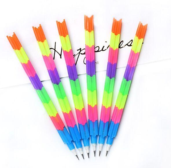 New Design Block Pencil Office School Multifunction 8 Color Colorful Stacker Swap Pencils