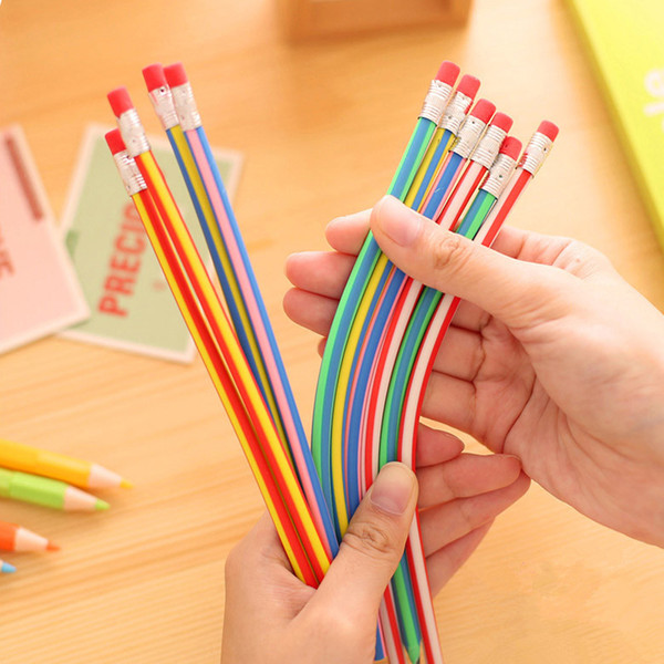 Korea Cute Stationery Colorful Magic Bendy Flexible Soft Not Broken Pencil with Eraser Student School Office Use