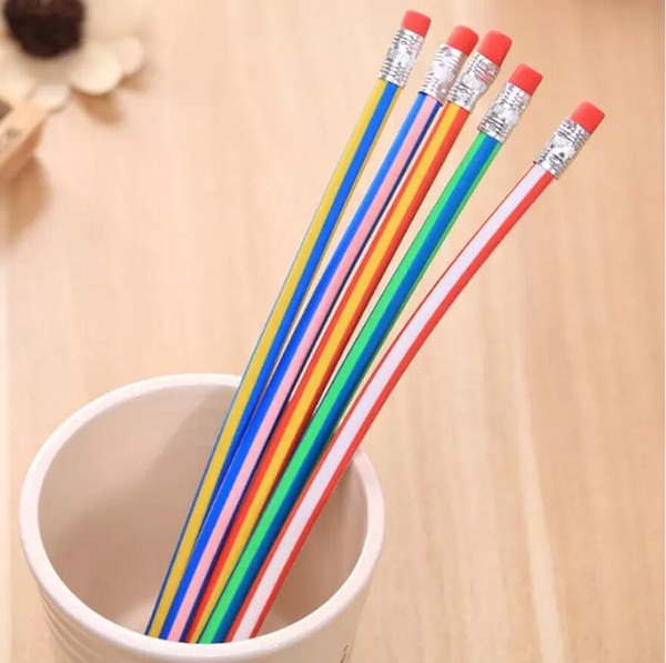 Cute Korea Cute Pencil Stationery Colorful Magic Bendy Flexible Soft Pencil with Eraser Student School Office Use