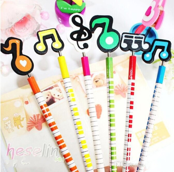 Cute Music Notation Cartoon Wooden Pencil Novelty School Stationery Pencils For Students Christmas Gift 2015 New Arrival