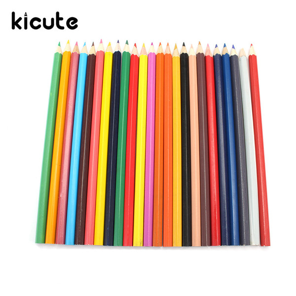 Kicute 36/24/18/12 Water Soluble Water Color Pencils Standard Pencil Wooden Colored Pencil Brush Set Artists Supply Stationery