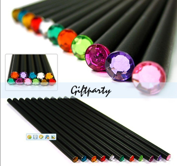 Colored diamond top pencils basswood round wood black HB pencil stationery lapices Ebay hot selling lapiz