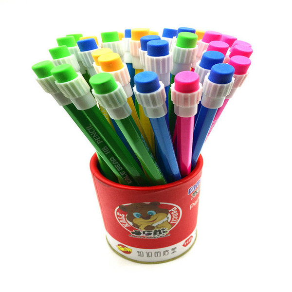 Rubber Sleeve Pencil HB Pencil Wood Pencil With Eraser Writing Smoothly For Children Learning Stationery School Supplier Kids Gifts