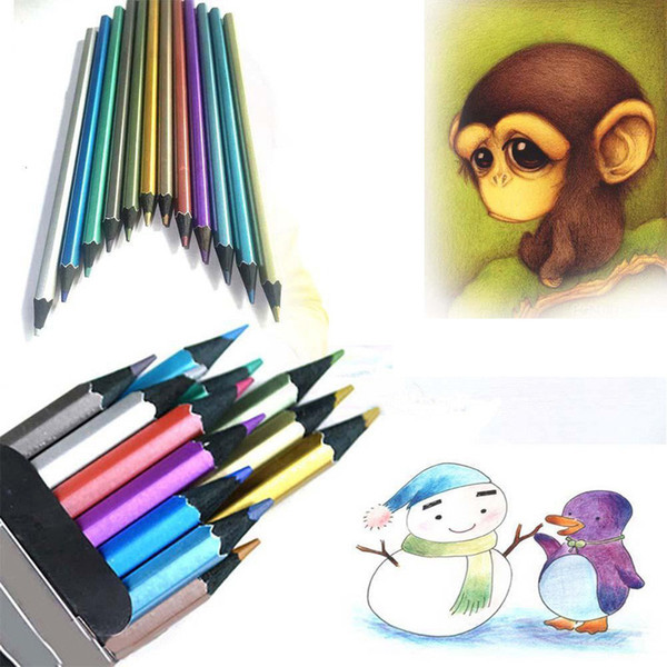 Marco Raffine Fine Art 12pcs/set Metallic Colored Pencil Non-toxic For Drawing Sketching Set Stationery For Kid Adult Colouring