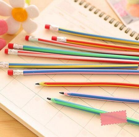 5 Pcs Colorful Magic Bendy Flexible Soft Pencils Pen With Eraser For Kids Study Gift