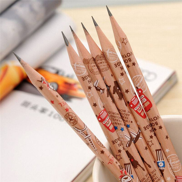 TG023 12 pcs Cute Pencil Bon Voyage HB School Novelty Writing Wooden Pencil