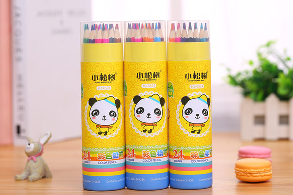 Student stationery Writing Supplies New 12-color cartoon paper cartridge color pencil 12-color Children's drawing pencil V 003