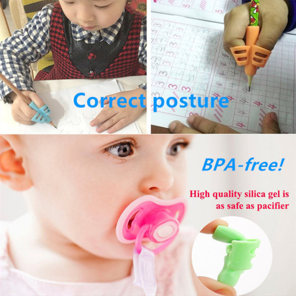 Pen Grips silicone writing posture corrector auxilary student stationery Pencil cover with vent design BPA-free free shipping FEDEX