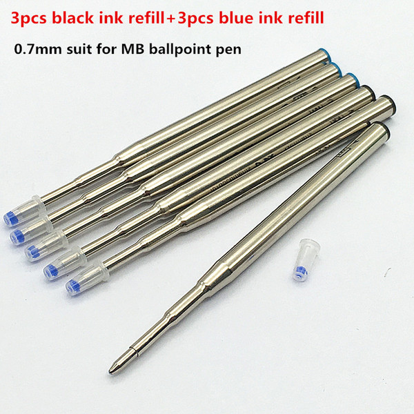 6 Pieces MB High Quality Black or Blue Ink (3 pieces black refills+3 pieces blue refills) Ballpoint Pen Refill