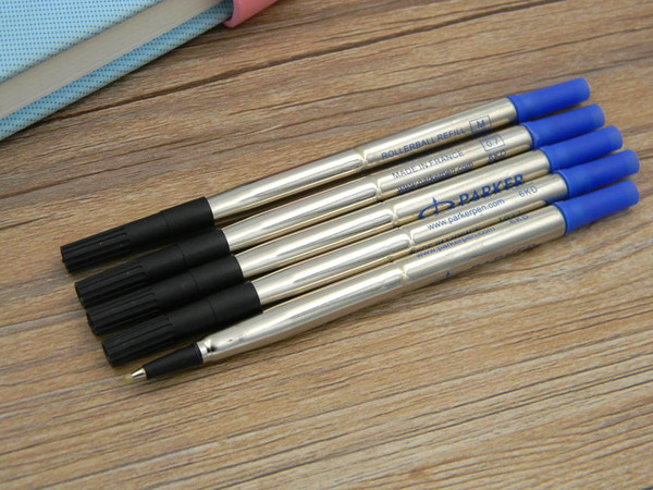 5pc blue Parker office Writing school metal ink 0.7mm Rollerball pen Refills