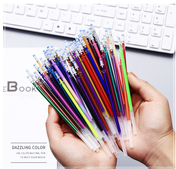 0.7 mm Color Gel Ink Pen Refills Neon Glitter Pastel Art Be Smart Replace 100pcs/set 60pcs/set 48pcs/set WJ001