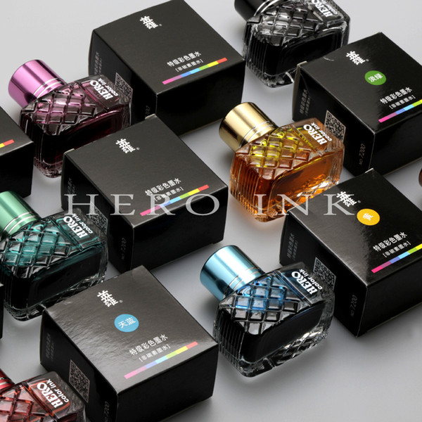 Free shipping HERO color ink, non carbon pen ink, for fountain pen, dip pen 25ml/bottle