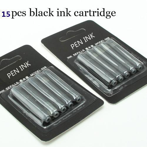 15pcs fountain pen black ink sac school office stationery mt brand convenience write ink cartridge refill accessories for gift