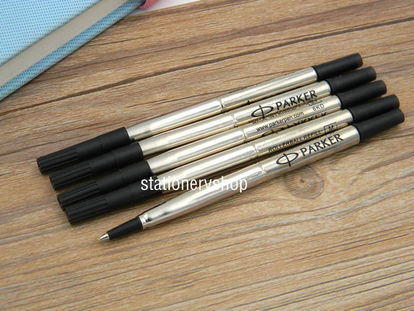 5pc black Parker office Writing school metal ink 0.7mm Rollerball pen Refills