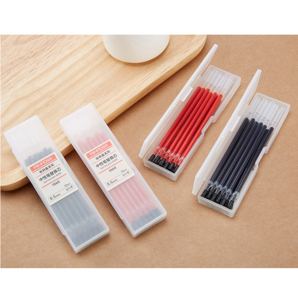 12pcs pen refill set with Box 0.5mm ink ballpoint pen signature Stationery Gel pen Office kawaii school supplies 04114