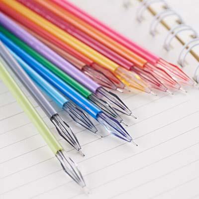 Free Shipping 48 Pcs/lot Diamond Head Pen Refills Creative Stationery Colour Gel Pen Refills 12 Colors Painting Drawing Material Escolar