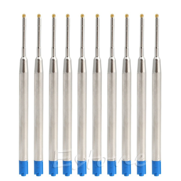 10pcs Universal Standard Style Blue Ink 1mm Medium Nib Ball Point Pen Refills