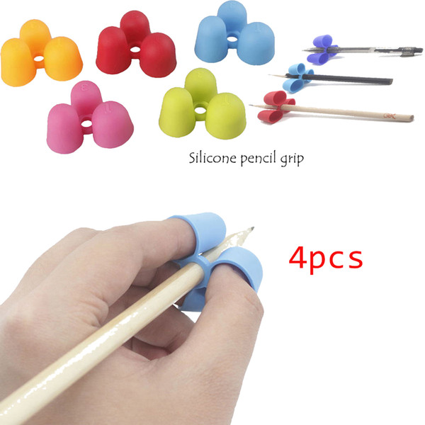 4Pcs 3 Finger Children Pencil Holder Silicone Pencil Holder Pen Writing Corrector Aid Grip Posture Correction Device tool