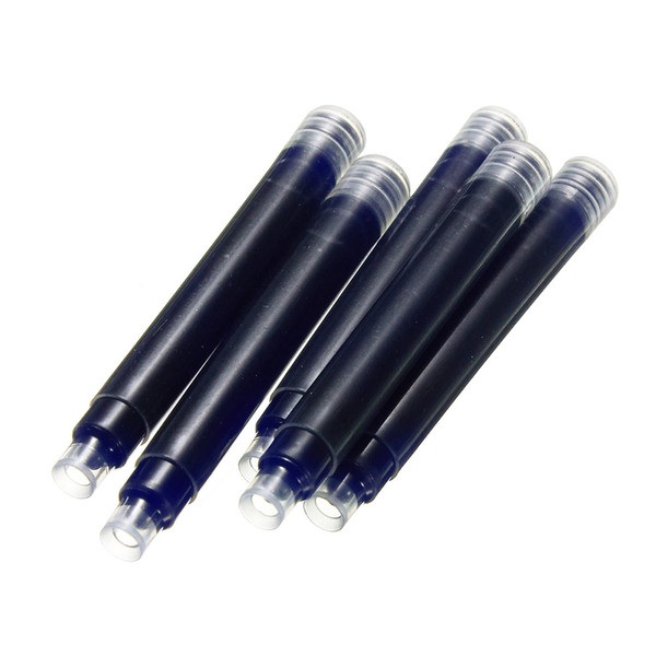 5PCS Black/Blue Disposable Fountain Pen Standard Cartridge Ink Refills RF